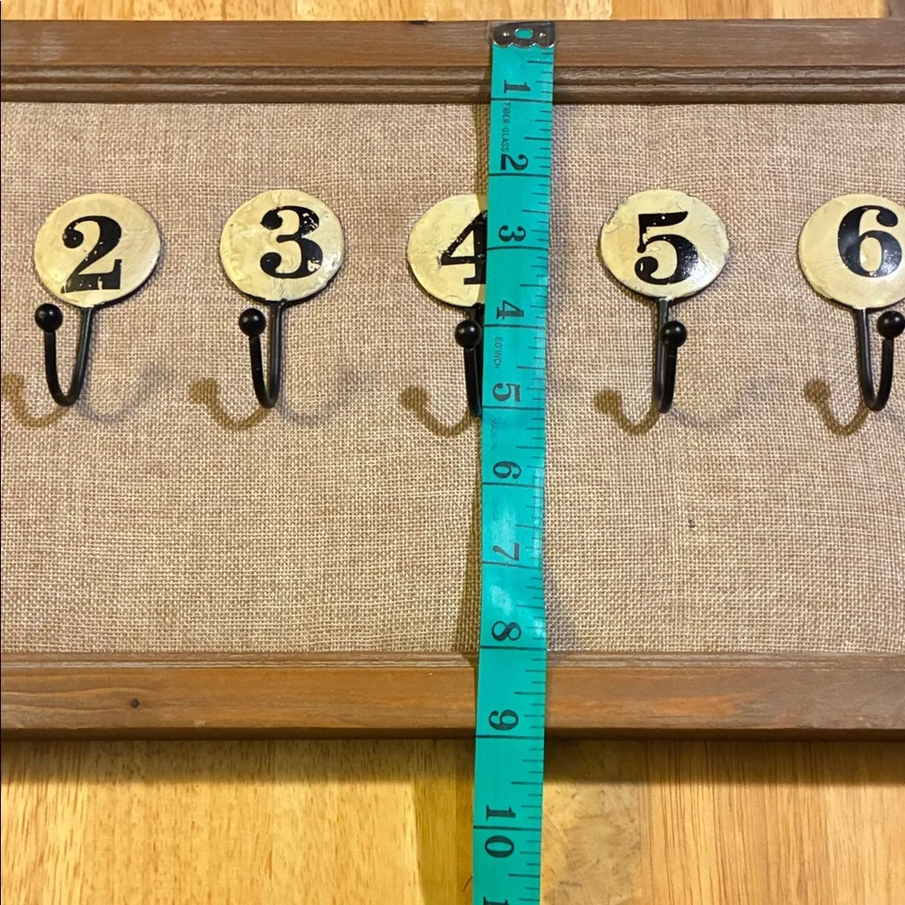 Vintage Look Numbered Wall Hooks with Wooden Frame
